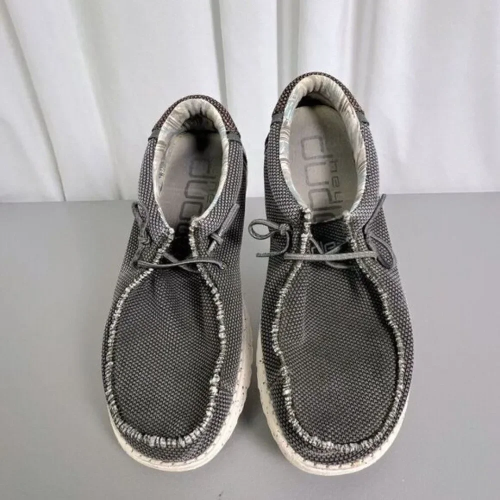 HEY DUDE MENS SKIP ON LOAFERS GRAY BLEND SIZE 8
